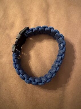 Braided Paracord Bracelet in Deep Blue with Black Buckle